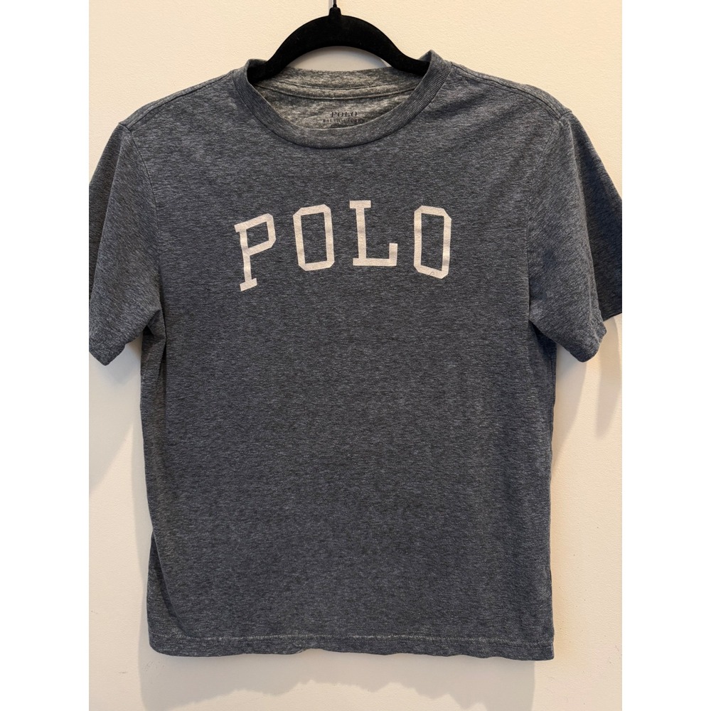 Polo Ralph Lauren Boys Medium 10-12 Heather Gray Graphic T-Shirt